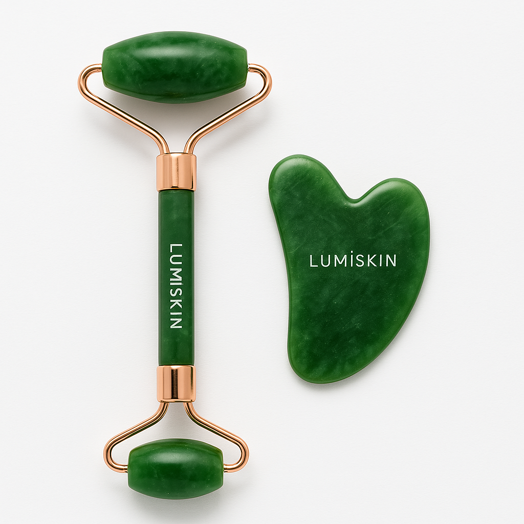LumiRoll™ – Duo Gua Sha & Rouleau facial en pierre naturelle