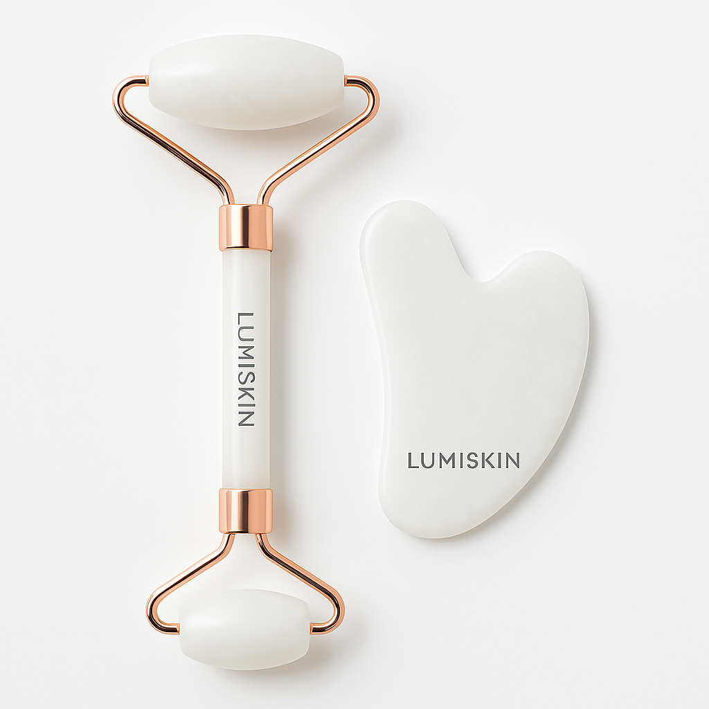LumiRoll™ – Duo Gua Sha & Rouleau facial en pierre naturelle